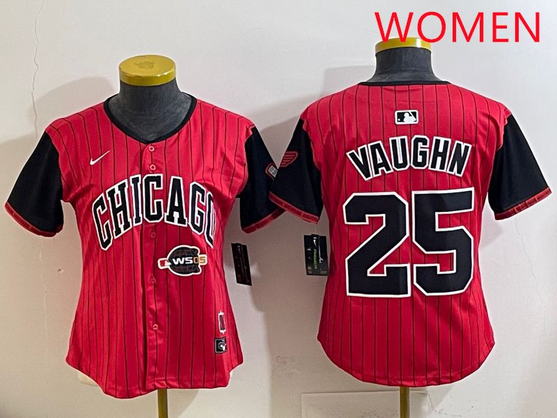 Women 2025 Chicago White Sox #25 Vaughn Red Joint Name Nike MLB Jersey style 32->women mlb jersey->Women Jersey